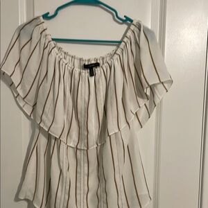 White House Black Market White Flutter Sleeve Blouse